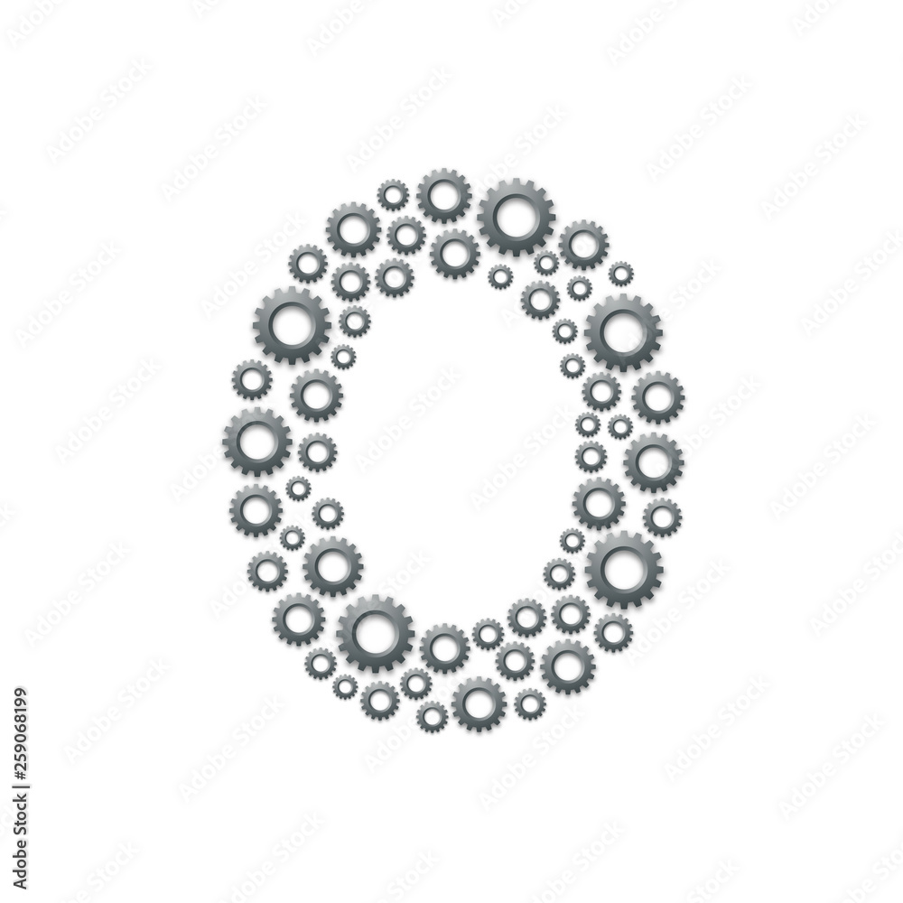 Alphabet set letter number zero or 0, Engineering Gear pattern, Teamwork system concept design illustration isolated on white background, vector eps 10 Alphabet set letter number zero or 0, Engineering Gear pattern, Teamwork system concept design illustration isolated on white background, vector eps 10