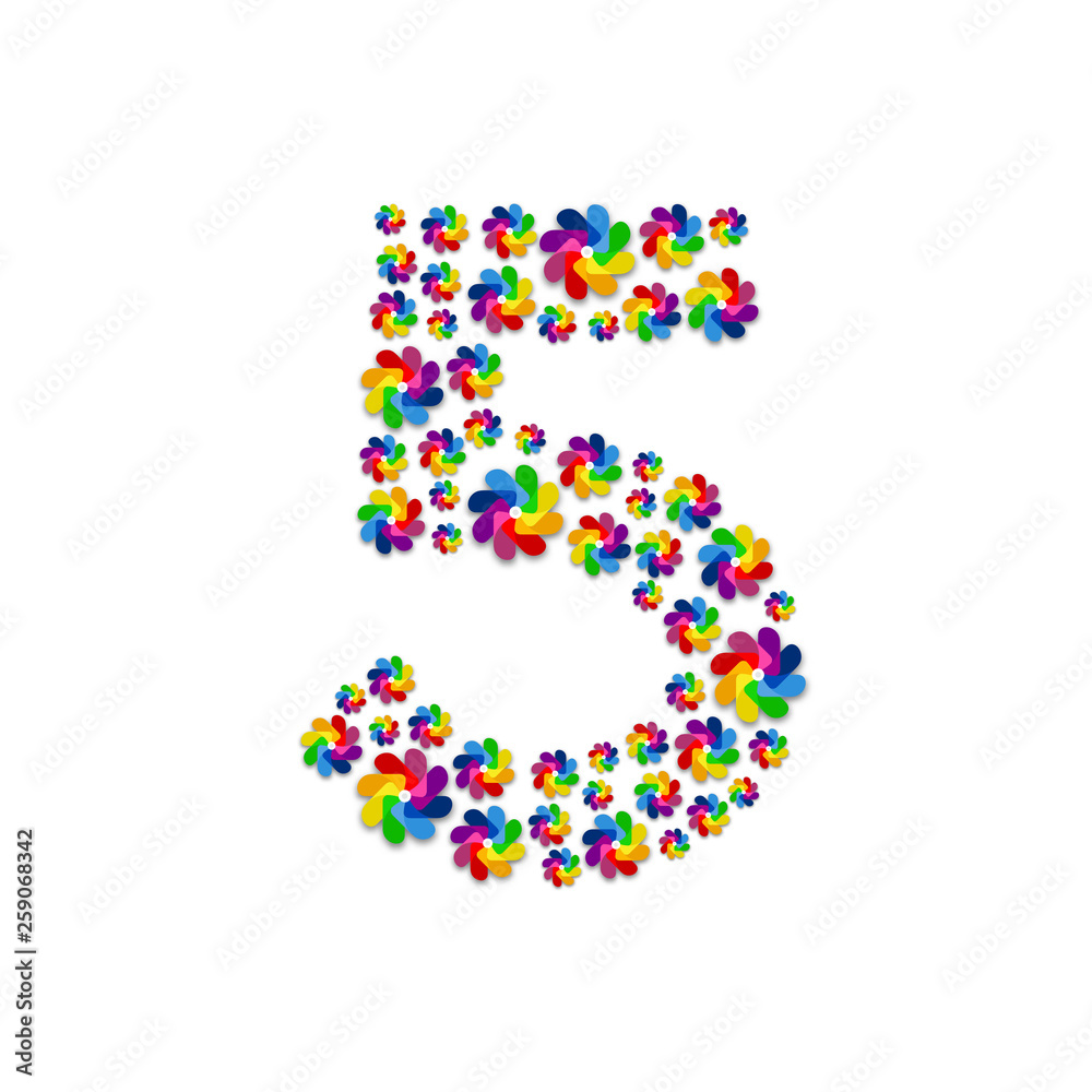 Alphabet set letter number five or 5, Turbine paper pattern, Renewable wind power concept design illustration isolated on white background, vector eps 10 Alphabet set letter number five or 5, Turbine paper pattern, Renewable wind power concept design illustration isolated on white background, vector eps 10