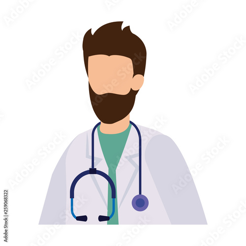 professional doctor with stethoscope character