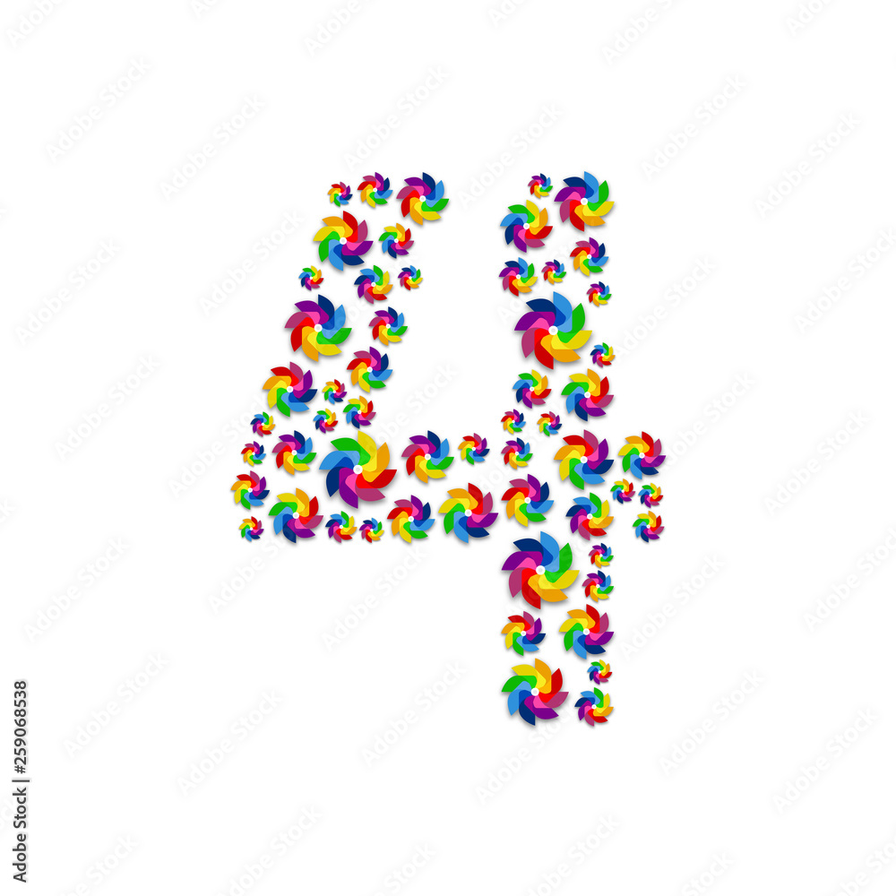 Alphabet set letter number four or 4, Turbine paper pattern, Renewable wind power concept design illustration isolated on white background, vector eps 10 Alphabet set letter number four or 4, Turbine paper pattern, Renewable wind power concept design illustration isolated on white background, vector eps 10