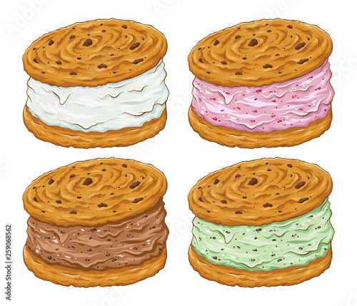 Ice Cream Cookie Sandwich in Various Flavor