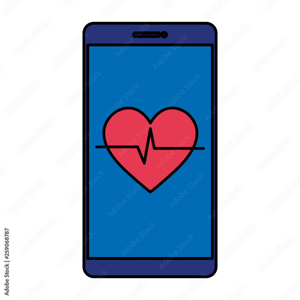 smartphone with heart cardio smartphone with heart cardio