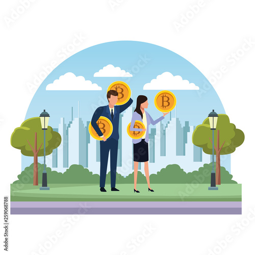 Business people with bitcoins