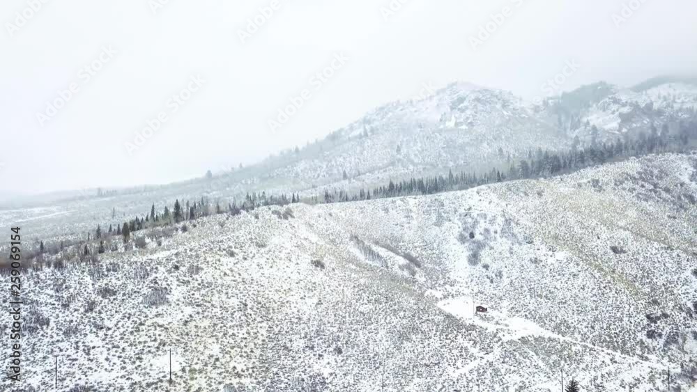 Aerial view of mountains in the Winter. Aerial view of mountains in the Winter.
