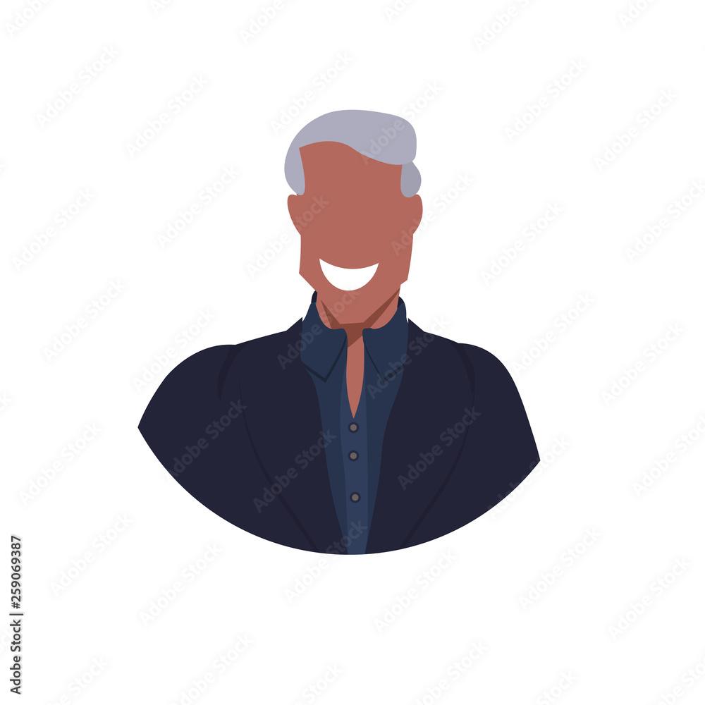 african american man face avatar happy businessman male cartoon character portrait flat white background