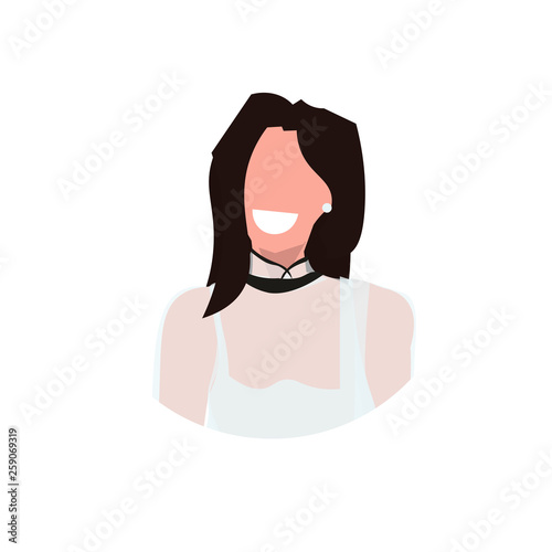 attractive businesswoman face avatar smiling brunette business woman office worker female cartoon character portrait flat white background