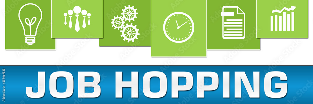 Job Hopping Business Symbols Blue Green On Top Horizontal Job Hopping Business Symbols Blue Green On Top Horizontal