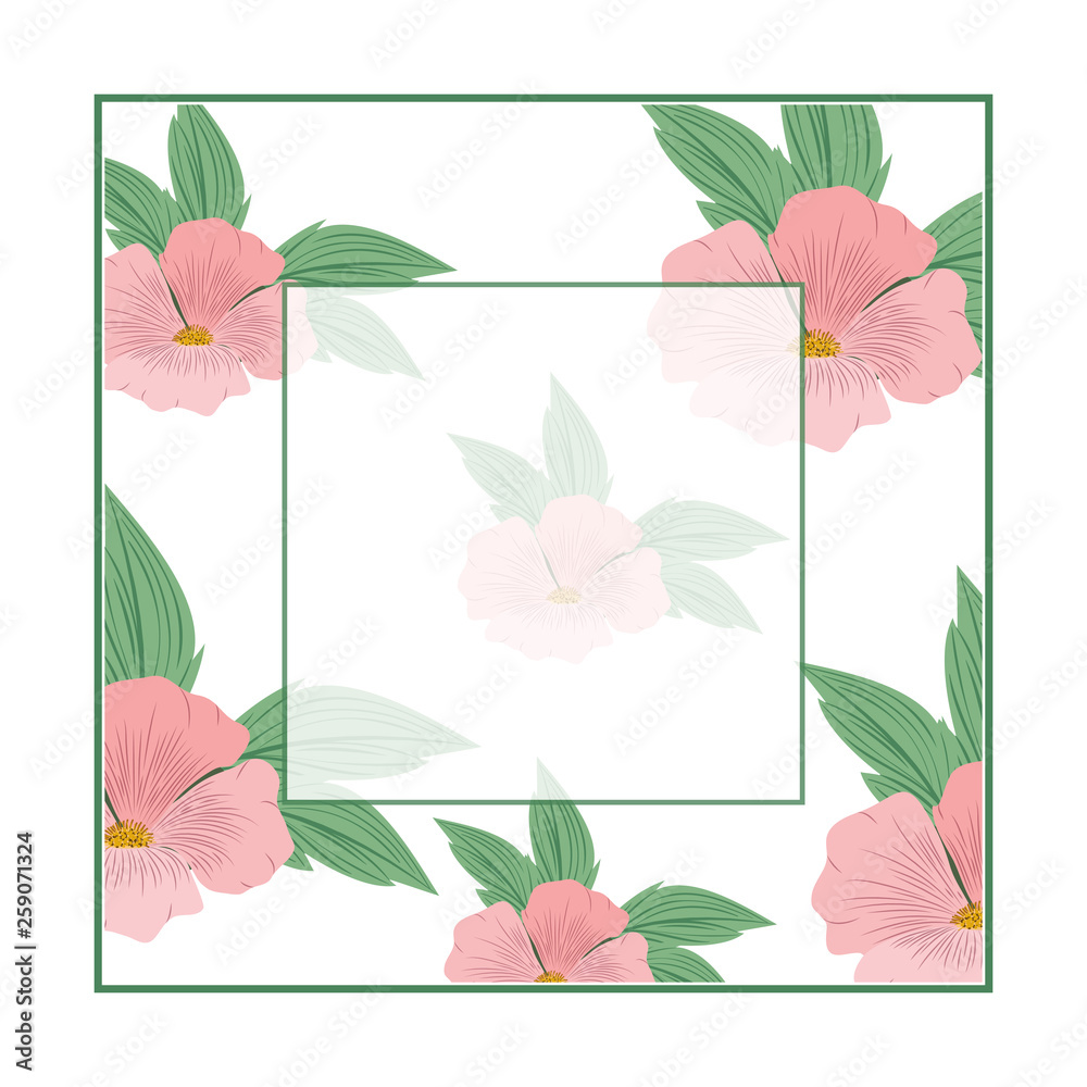 Fototapeta premium frame with flowers and leafs isolated icon