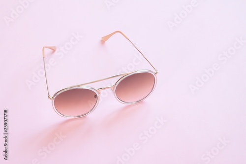 Vintage trendy style sunglasses on pastel color background, Minimal fashion
