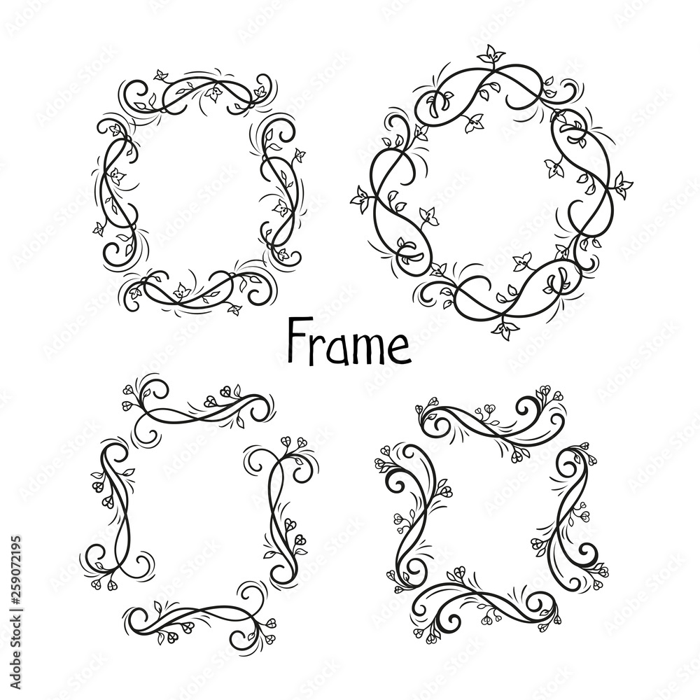 Set of frame curls and scrolls element. Set of frame curls and scrolls element.