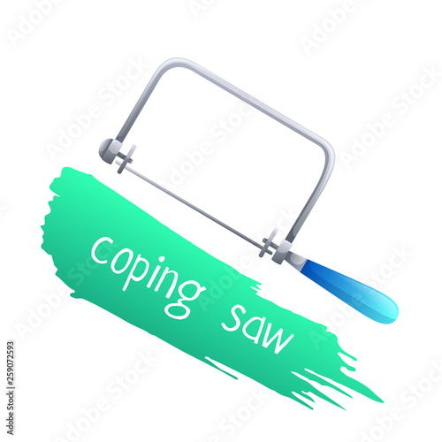 Coping saw icon in cartoon style. Tools for repair.