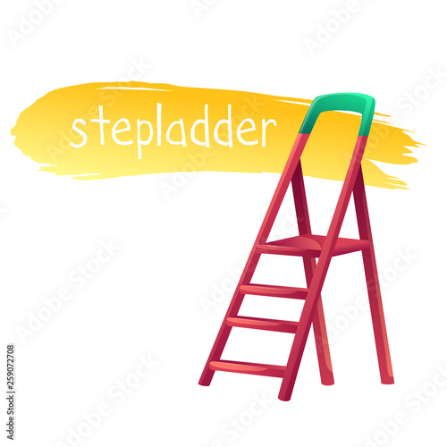 Stepladder icon in cartoon style. Tools for repair.
