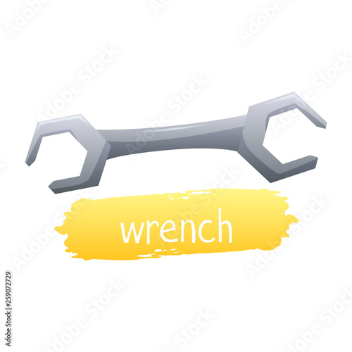 Wrench icon in cartoon style. Tools for repair.