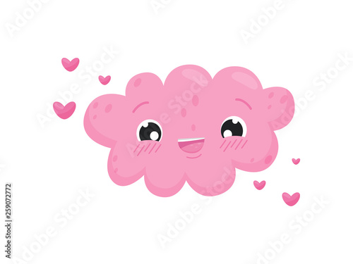 Pink cloud on white background. Spring concept.