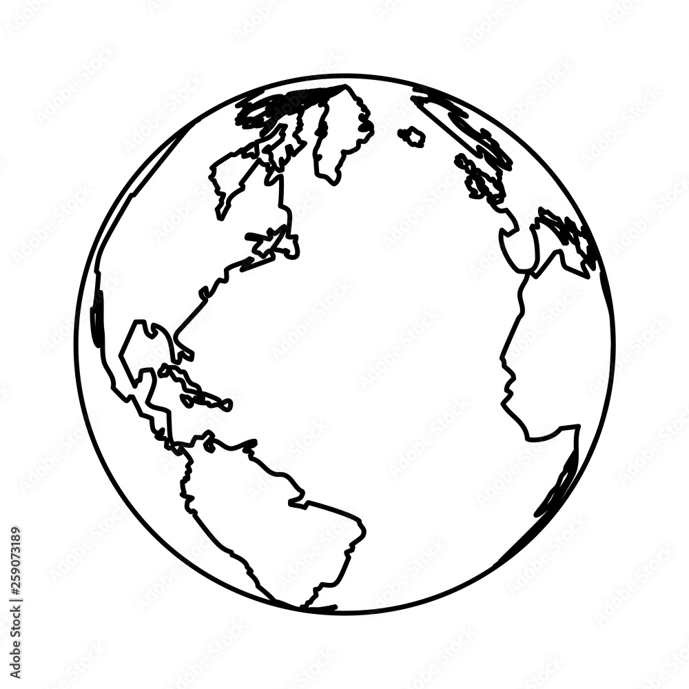 globe icon isolated black and white