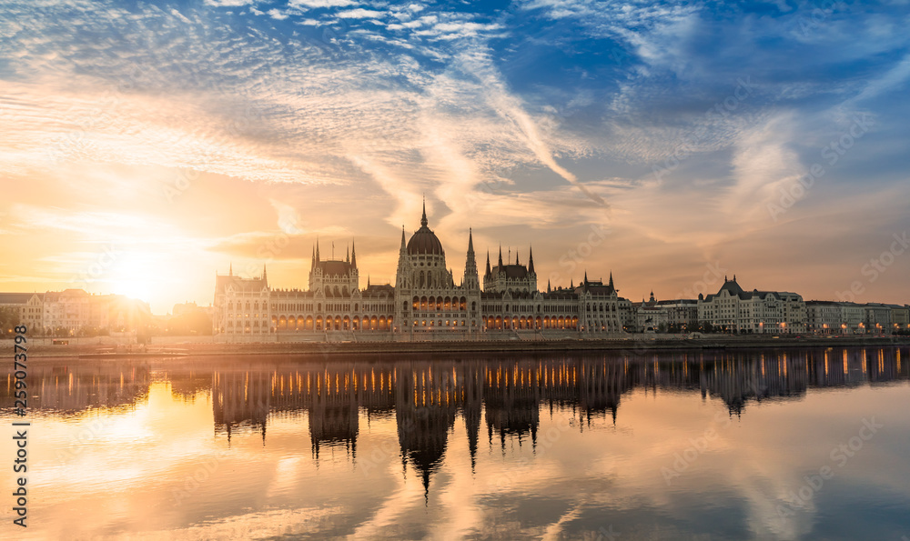 Hungarian Parliament Building by Sunrise