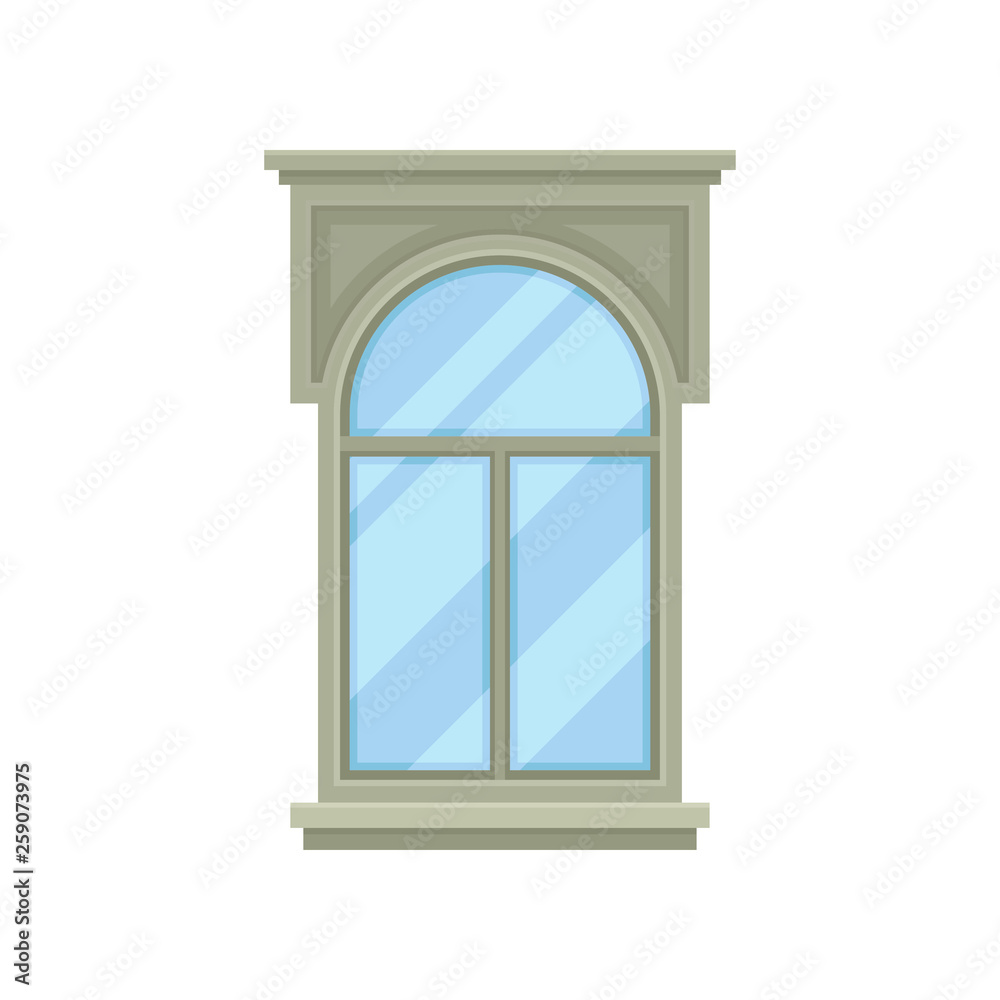 Retro window on white background. Vector illustration.
