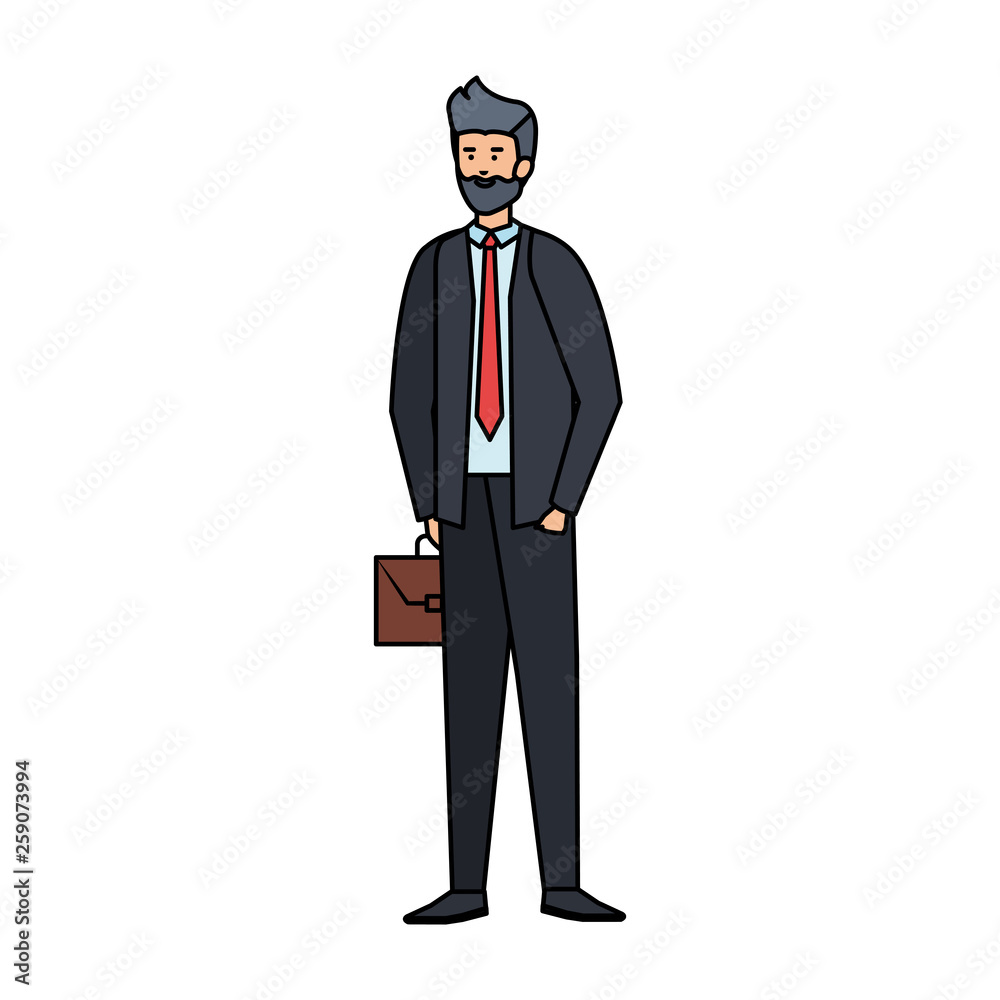 young businessman with portfolio character