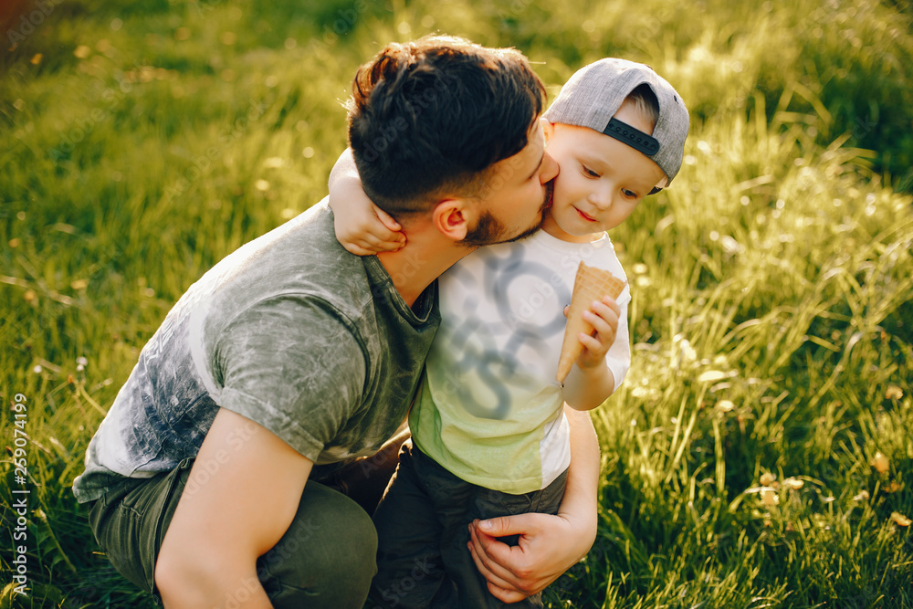 Father with son in a park
