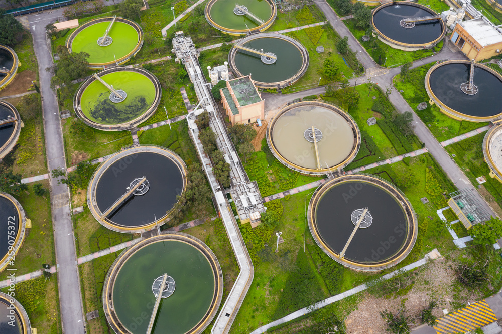 Top view of Hong Kong Sewage treatment plant Top view of Hong Kong Sewage treatment plant