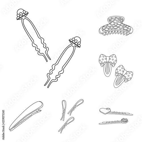 Vector design of hairdressing and hairclip sign. Collection of hairdressing and accessories vector icon for stock.