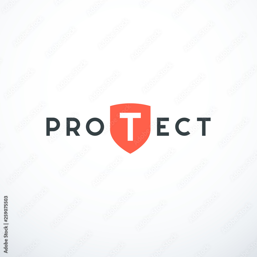 Protection logo with shield. Vector illustration Protection logo with shield. Vector illustration