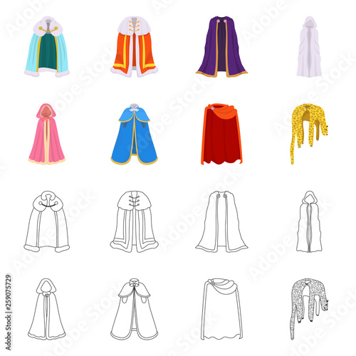 Vector illustration of material and clothing symbol. Collection of material and garment stock vector illustration.