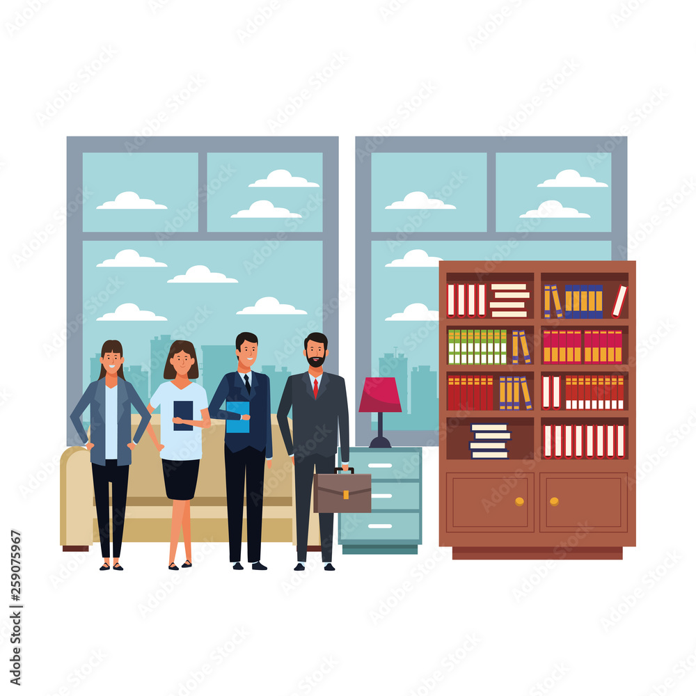 Obraz premium business people avatar cartoon characters in the office