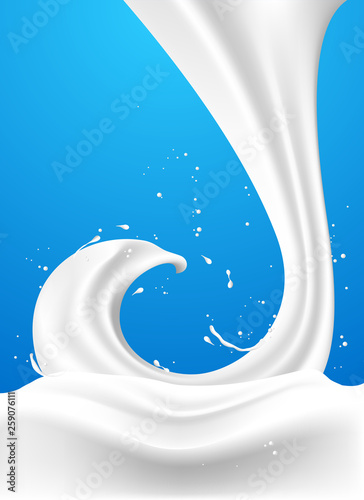 Pour milk, background, template for advertisement.
