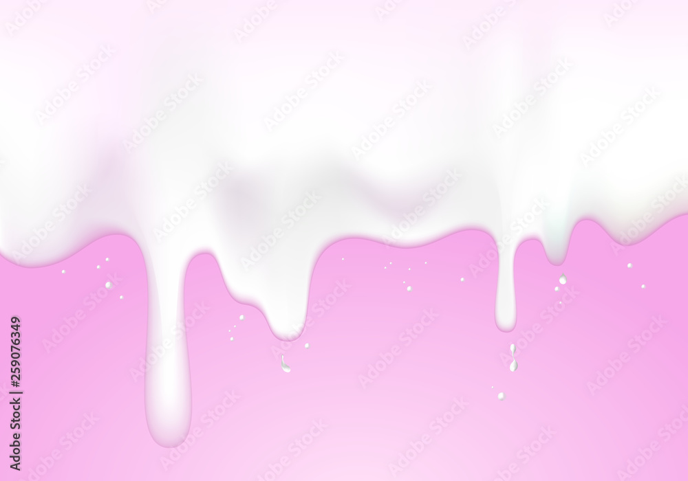 Milk flowed and dripping on a pink background. Milk flowed and dripping on a pink background.