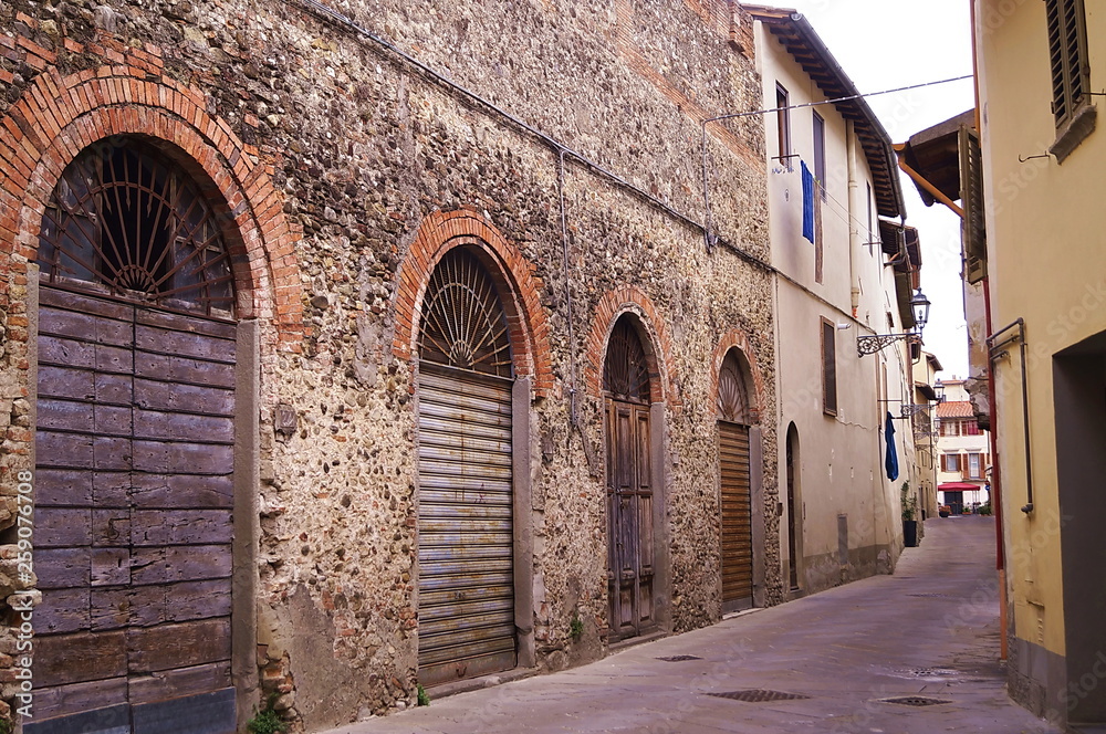 Ancient fourteenth-century walls of Borgo San Lorenzo, Tuscany, Italy