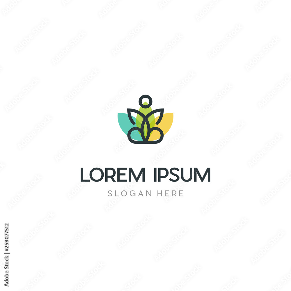 yoga logo design stock. human meditation in lotus flower vector illustration, Human Yoga With Lotus Logo Design Template. yoga logo design stock. human meditation in lotus flower vector illustration, Human Yoga With Lotus Logo Design Template.