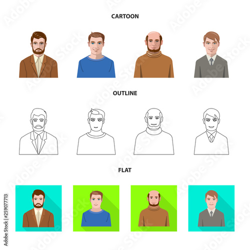 Isolated object of hairstyle and profession  symbol. Set of hairstyle and character  stock symbol for web.