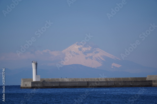 富士山と灯台と青空