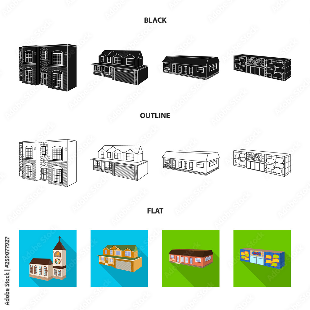 Obraz premium Isolated object of facade and housing logo. Collection of facade and infrastructure stock symbol for web.