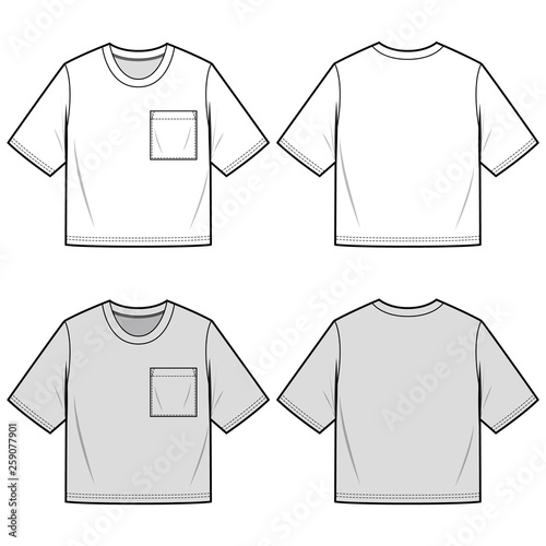 CROP TOP TEE fashion flat sketch template