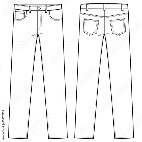 PANTS JEANS fashion flat sketch template