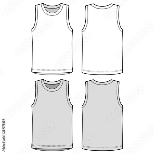 SLEEVELESS TEE fashion flat sketch template