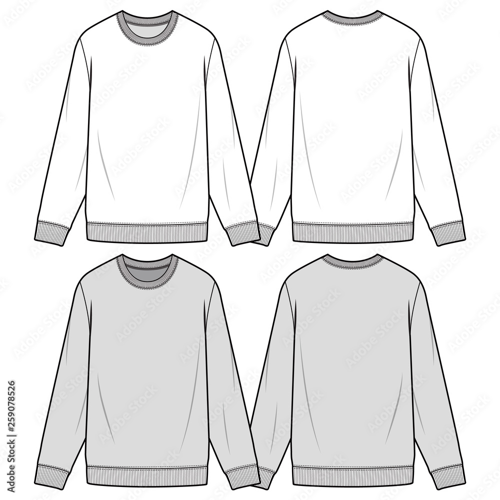 SWEATSHIRTS fashion flat sketch template Stock Vector | Adobe Stock