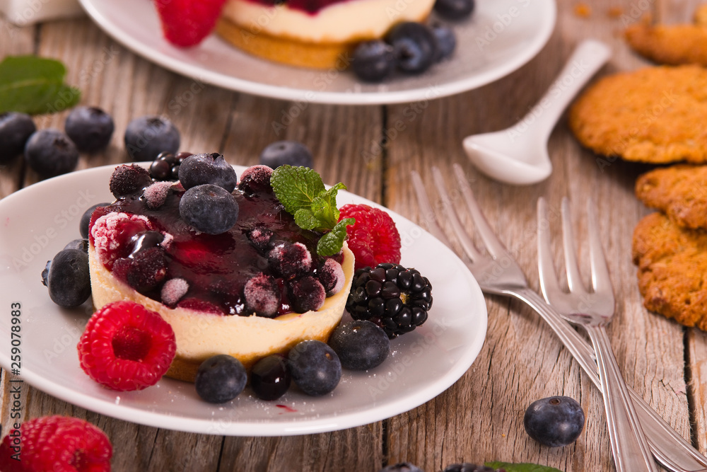 Cheesecakes with mixed berries. Cheesecakes with mixed berries.