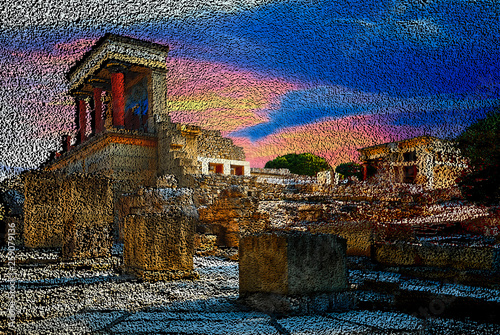 abstract geometric cube art technology Knossos palace 