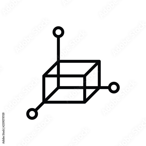 Black line icon for 3d polygonal