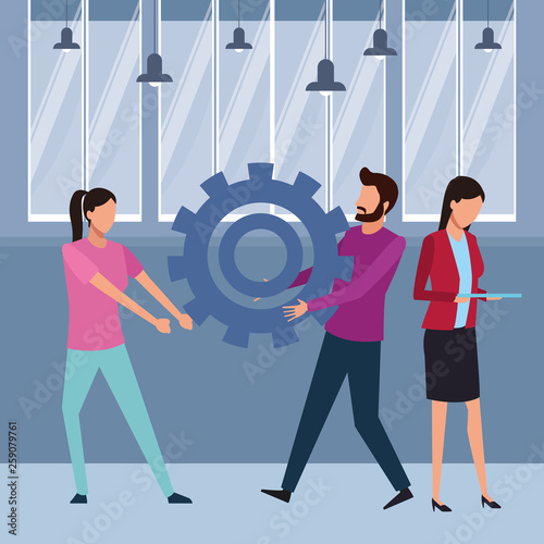 Coworkers teamwork cartoon