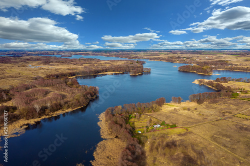 Fototapeta Naklejka Na Ścianę i Meble -  Spring in Masuria from a bird's eye view, Poland