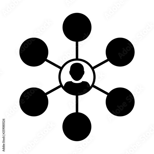 Business person icon vector male group of persons symbol avatar for multiple social network connection in flat color glyph pictogram illustration