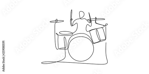 drummer jazz player one continuous line drawing