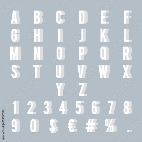 Numbers letters 3d alphabet decoration element symbol set design vector illustration
