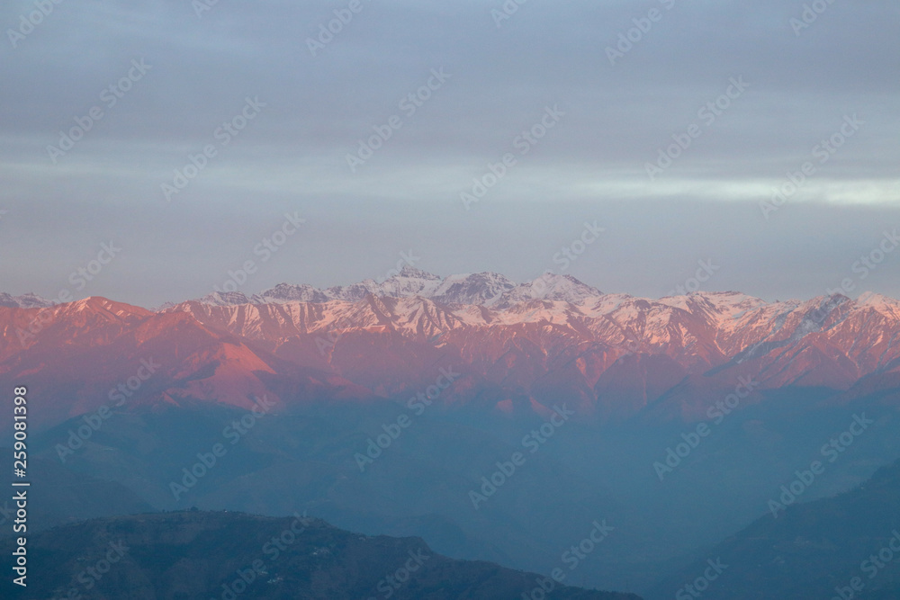 The Himalayas after the sunset, Chamba Valley, Himachal Pradesh, India.