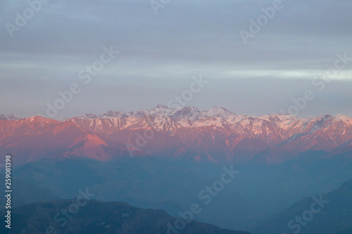 The Himalayas after the sunset, Chamba Valley, Himachal Pradesh, India.