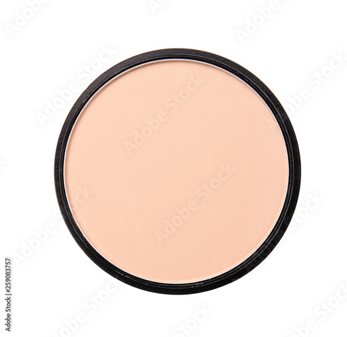 Facial powder on white background
